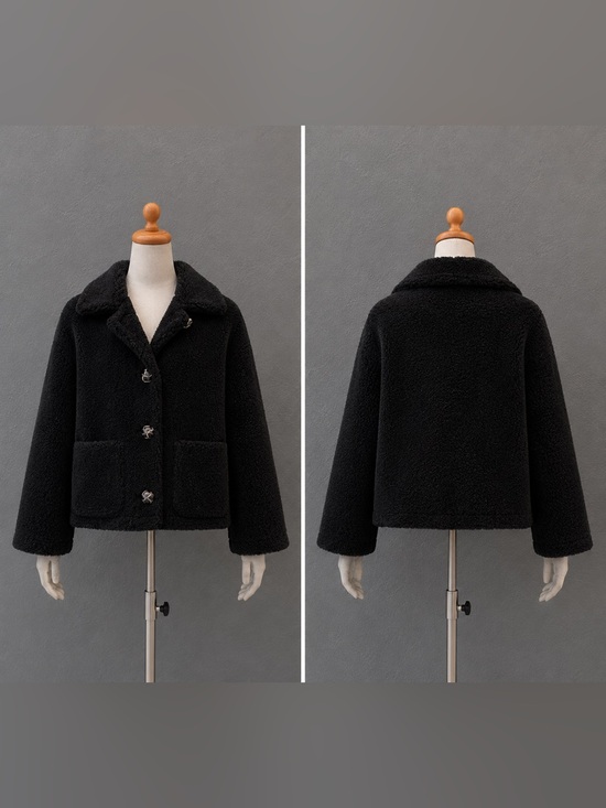 Zara Jackets & Blazers - Zara Women Black Teddy Jacket Size Small Button Up Fuzzy Faux Shearling Coat